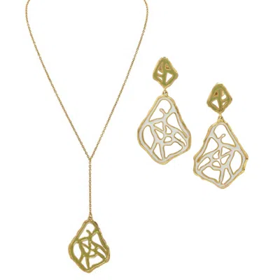 Dhwani Bansal Women's Gold / Blue / Green Gold And Enamel Tala Pendant And Earrings Gift Set