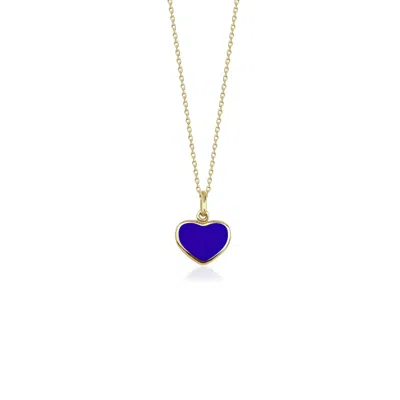 Jewelsty Fine Jewelry Women's Blue / Gold Mini Navy Blue Heart Necklace