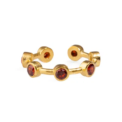 Ebru Jewelry Women's Gold / Pink / Purple Minimalist Ruby Stone & Gold Stackable Adjustable Ring  - Pink In Gold