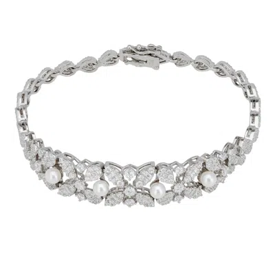 Latelita Women's Silver / White / Neutrals Marchioness Tennis Bracelet Pearl Silver