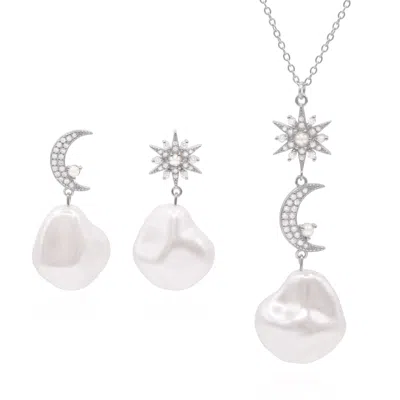 Luna Charles Women's Pearl Drop Gift Set - Earrings & Necklace - Sterling Silver