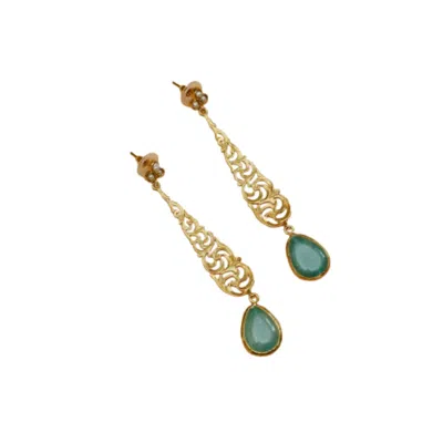 Roz Women's Green Avize Earrings - Jade In Metallic