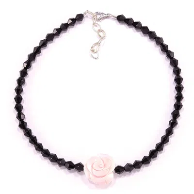 Mineralgems ✩ Studio Women's Black / White / Pink Onyx Choker With Shell Flower