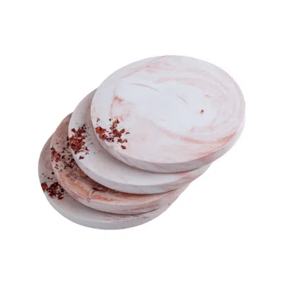 Esti Living White / Rose Gold Copper Charm Coaster Set