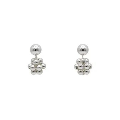 Pas De Marque Women's Sterling Silver Beaded Earrings Cube Pendant