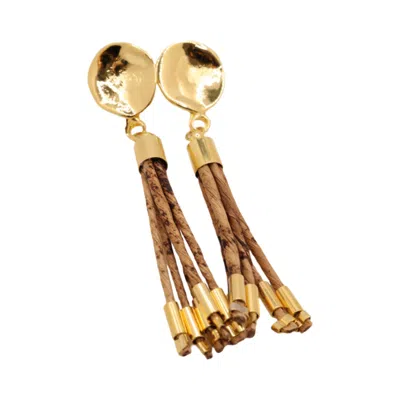 Nart Nature Making Art Women's Gold / Brown The Golden Shower Banana Fiber Earrings