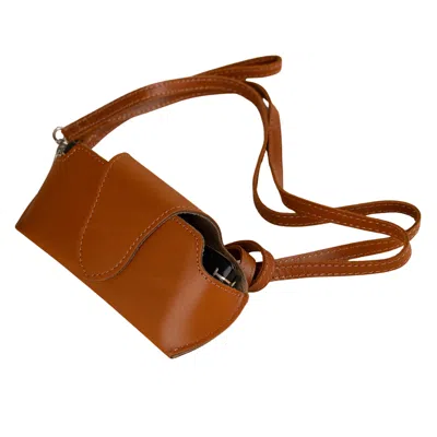 Leathere Women's Leather Sunglass Case With Wrist Strap - Medium Brown - Denver