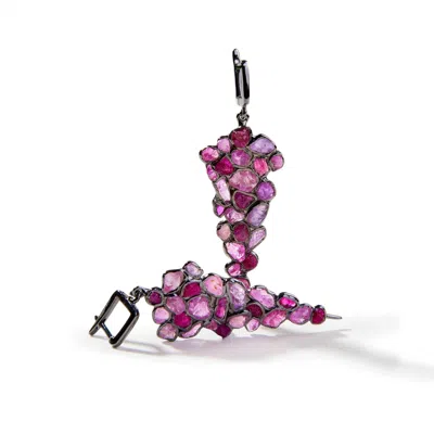 German Kabirski Women's Pink / Purple Iris Rough Pink Sapphire & Ruby Earrings
