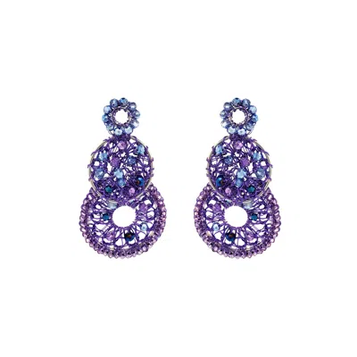 Lavish By Tricia Milaneze Women's Pink / Purple / Blue Neon Purple Mix Moira Trio Handmade Earrings