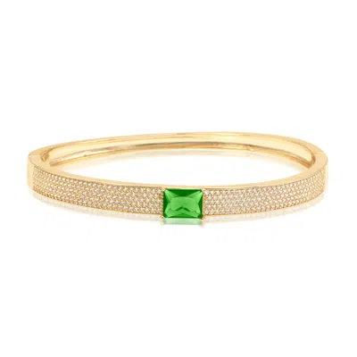 Shymi Women's Gold / Green Pave Bangle With Stone - Gold & Green In Gold