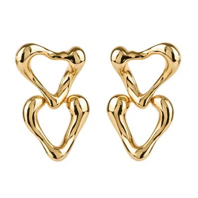 Ballinger Women's Heart Drop Statement Chunky Gold Earrings