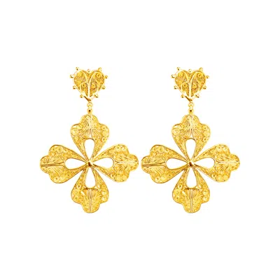 Mamba Women's Milagros Cross Golden Earrings