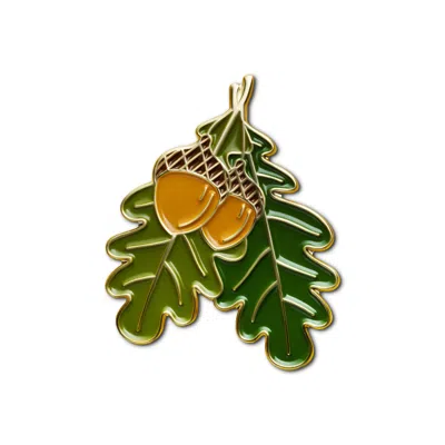 Make Heads Turn Women's Brown Enamel Pin Oak Acorns