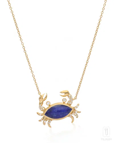 The Jewelz Women's Neutrals / Silver / Blue Crab Flow – Blue Lapis Lazuli Pendant Necklace