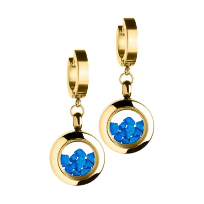 My Little Nature Women's Blue / Gold Blue Earrings - Dangle Earrings With Blue Stones 18 K. Gold Plated Gift For Her