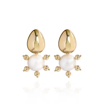 Saule Label Women's Gold / White Tulia Earrings In White Heron