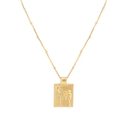 Rize Women's Gold / White Voyager Palm Necklace - Gold Vermeil & Clear Quartz
