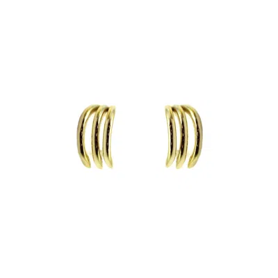 Vicstonenyc Fine Jewelry Women's Three-layer Line Huggie Gold Vermeil Earrings