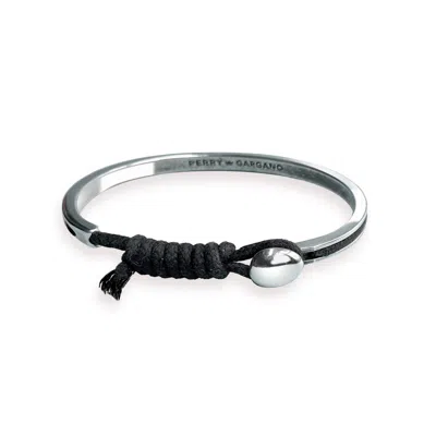 Perry Gargano The Drop Cuff - Black Waxed Cord, Mens Silver Waterproof