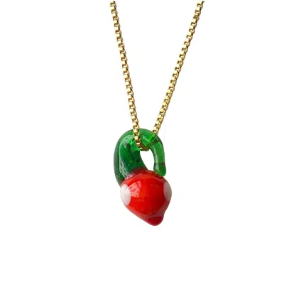 Smilla Brav Women's Gold / White / Red Murano Glass Strawberry Necklace