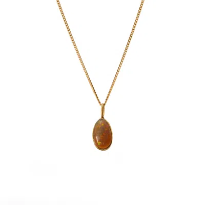 Mirabelle Jewellery Women's Yellow / Orange Unique Vermeil Oval Opal Pendant From Ethiopia