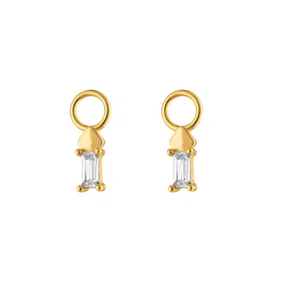 Outofoffice Women's Gold Single Baguette Pave Earring Charm Accessory