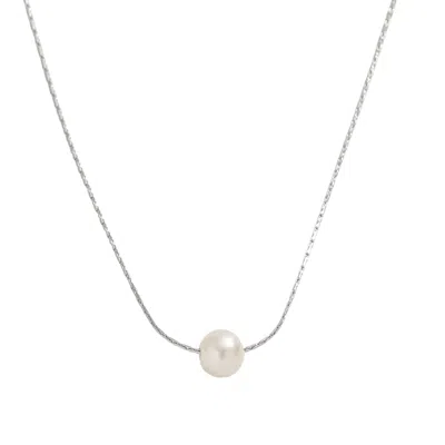 Bermuda Watch Company Women's Silver Annie Apple Olivia Dainty Pearl Necklace Stainless Steel