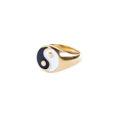 Outofoffice Women's Balance Unity Harmony Yin Yang Gold Ring