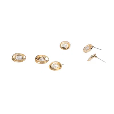 Saachi Cz Small Charm Studs In Gold