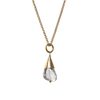 Mirabelle Jewellery Women's Neutrals Rock Crystal Drop On Long Belcher Chain
