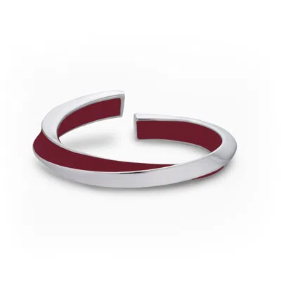 Nabs And Babs Women's Red Lilo Color Side Ring In Silver - Merlot