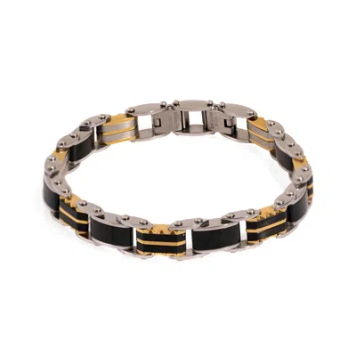 Ebru Jewelry Gold / Silver Men's Fashion Icon Silver & Black Bracelet - Silver In Brown