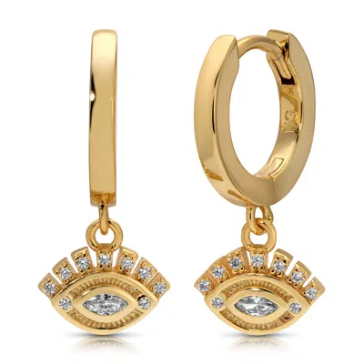 Native Gem Women's Gold Foresight Evil Eye Huggies