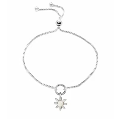 Unaloe Women's Daisy Bracelet In Silver With Pearl