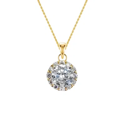 Outofoffice Women's Gold Round Pave Charm Pendant Rope Chain Classic Cubic Zirconia