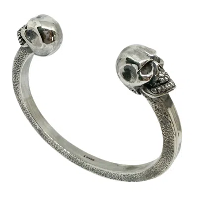 Tg-jewellery By Tamara Gervasio Men's Black / Silver Solid Rigid Skull Silver Bangle One Of A Kind