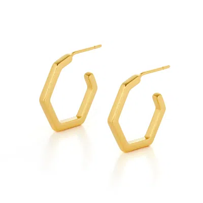 Nellou Jewellery Women's Hex Hoop Earrings Gold Plated Sterling Silver