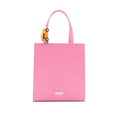 Absurde Women's Pink / Purple Stop Mini Tote Bag In Pink Leather