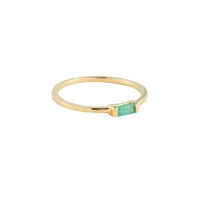 Beyjou Women's Green / Gold Single Baguette Ring - Green Onyx
