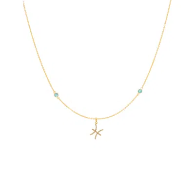 Lavani Jewels Women's Zodiac Horoscope Sign Pisces Symbol Necklace Gold In Gold