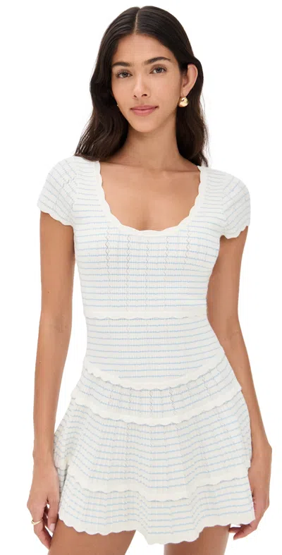 Loveshackfancy Elisavette Striped Stretch Pointelle Mini Dress In White