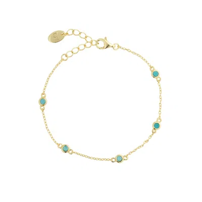Beyjou Women's Blue / Gold Mini Gem Chain Bracelet - Turquoise