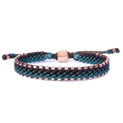 Harbour Uk Bracelets Men's Solid Copper & Aqua Green-brown Rope Bracelet - Hampton Connection