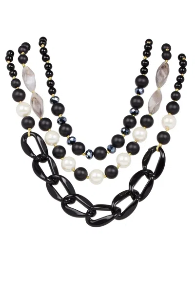 Saachi Betty Beaded Multi Strand Necklace In Black