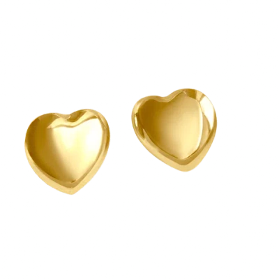 Laura Gray Women's Gold Puffed Heart Earrings