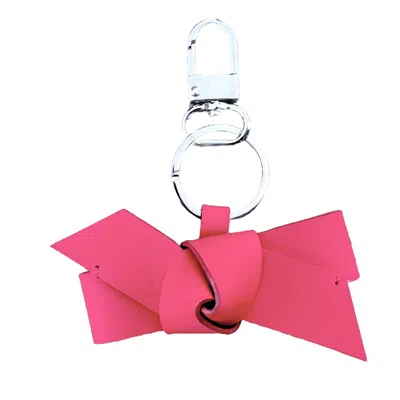 Aéhee New York Bow Leather Keychain - Raspberry Red