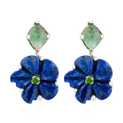 Emma Chapman Jewels Women's Blue / Green The Rosa Lapis Lazuli Dangle Earrings In Multi