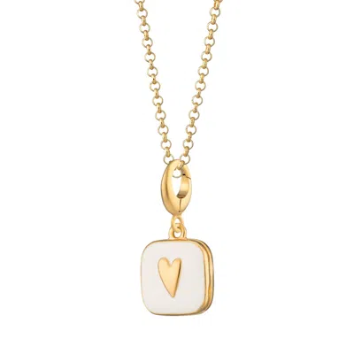 Lily Charmed Women's Gold / White Gold Plated White Heart Locket Necklace In Multi
