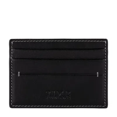 Time Resistance Womens Black Leather Credit Card Case Business Card Case - Fireflies