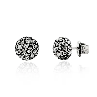 Unaloe Women's Sterling Silver Sphere Earrings With Intricate Engravings